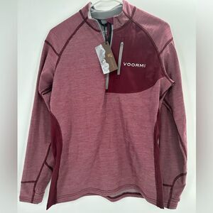 Voormi Women’s Access NXT Pullover Maroon Wool Blend Quarter Zip Medium